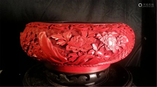 Chinese carved cinnabar lacquered