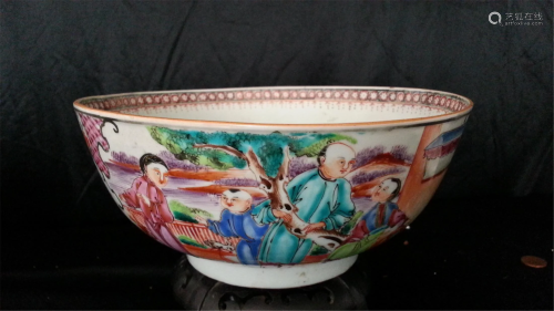 ?Antique Chinese Famille Rose Porcelain Bow???? w 8 in