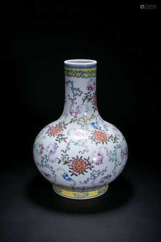 Colour Ename Celestial Bottle With Lotus Pattern From Qianlo...