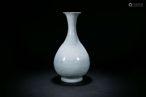 Shadow Blue Glaze Yuhu Spring Bottle With Single Dragon Patt...