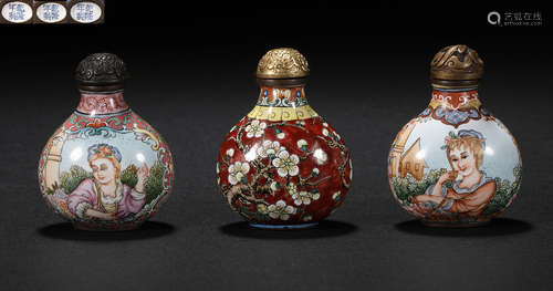 Painted enamel snuff bottle in Qing Dynasty