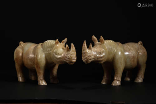 Hetian jade rhino ornaments in Han Dynasty