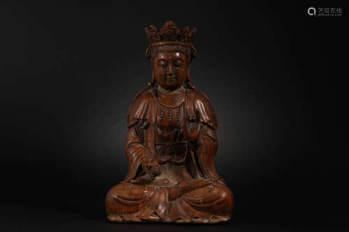Bamboo carving Guanyin statue in Qing Dynasty