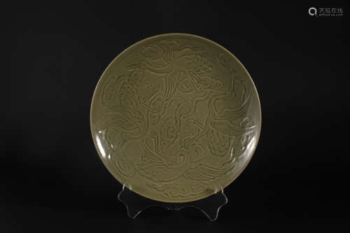 Celadon Plate with Four Cranes Pattern in Song Dynasty