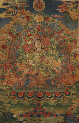 Thangka Green Tara in Qing Dynasty