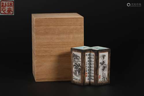 Poetry and Landscape Stories Pen Holder in Qing Dynasty