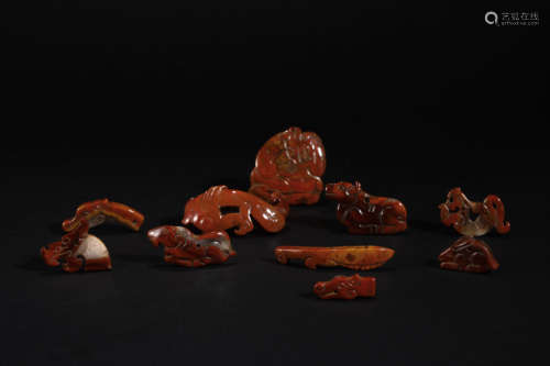 Red Birds and Beasts Set of Warring States in Han Dynasty