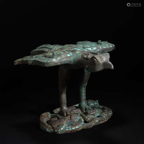 Bronze Inlaid Stone Eagle in Han Dynasty