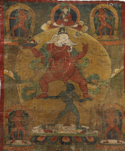 Elephant God Thangka in Qing Dynasty