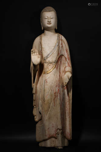 The Northern Wei Dynasty Stone Carved Sakyamuni Buddha (Whit...