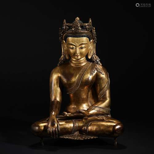 Gilt Bronze Buddha Statue in Qing Dynasty