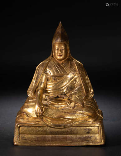 Gilt bronze statue of Tsongkhapa in the Qing Dynasty