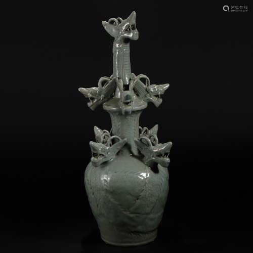 Celadon Nine Dragon Vase in Song Dynasty