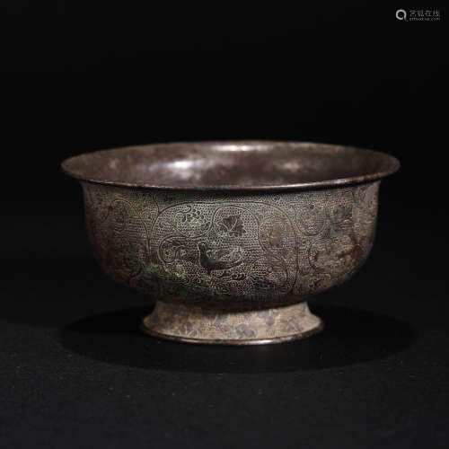 Silver flower and bird bowl in Han Dynasty