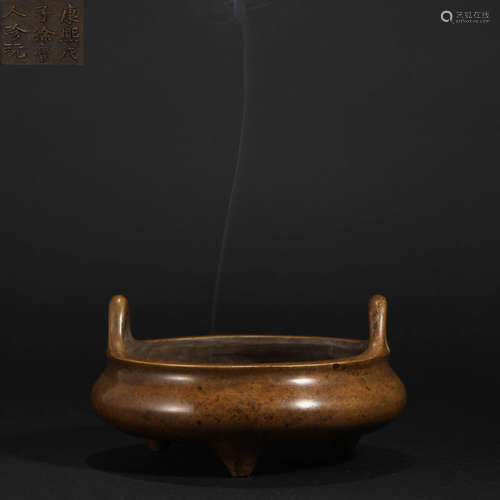 Bronze Double Ear Stove in Qing Dynasty