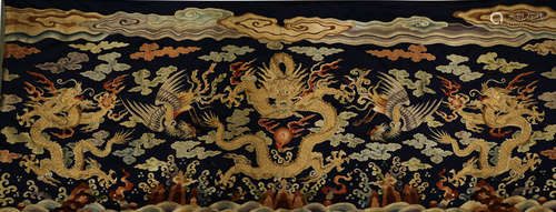 Dragon and Phoenix Screen with Embroidery