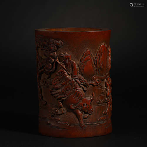 Bamboo carving pen holder in Qing Dynasty