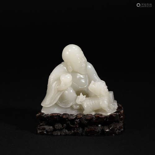 An Arhat of Hetian Jade in Qing Dynasty