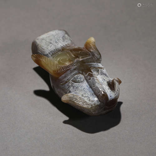 Hetian Jade Beast Head in Han Dynasty