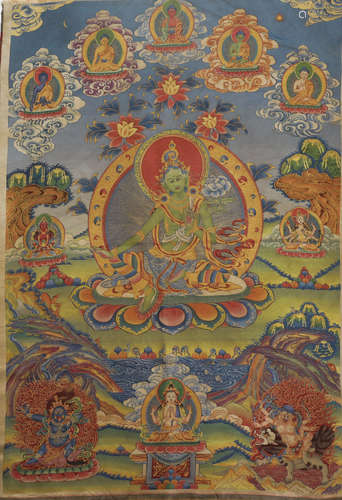 Thangka Green Tara in Qing Dynasty