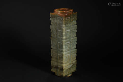 Hetian jade face jade cong from Sanxingdui