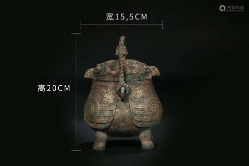 Bronze Bird-patterned Beam Pot in Han Dynasty