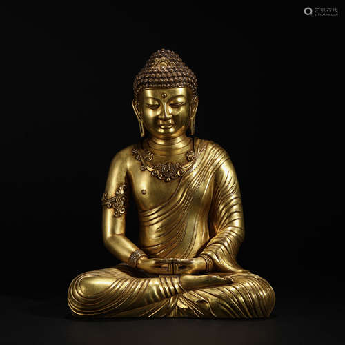 Seated gilt bronze Buddha of the Qing Dynasty