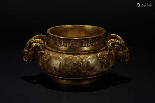 Silver Gilt Deer Head Incense Burner in Liao Dynasty