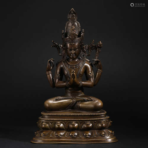 Bronze Four-arm Guanyin in Qing Dynasty