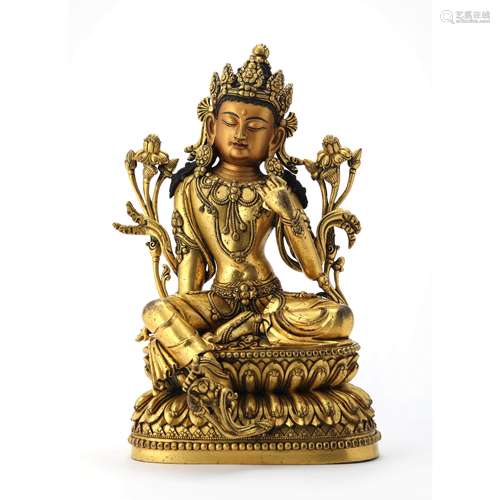 A Gilt Bronze Statue Of Avalokitesvara