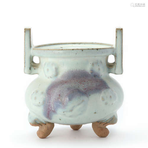 A Jun Kiln Double Eared Tripod Incense Burner