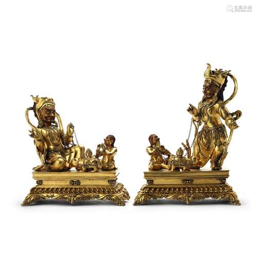 Two Gilt Bronze Figures Of Jambhala