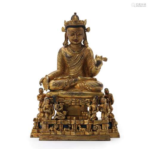 A Gilt Bronze Statue Of Shakyamuni