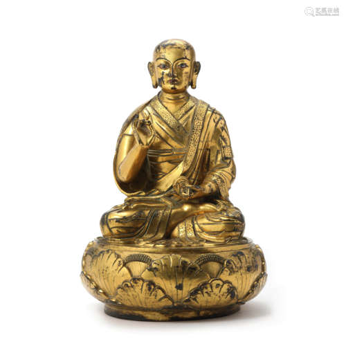 A Gilt Bronze Statue Of Guru