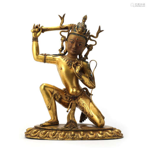 A Gilt Bronze Figure Of Acala