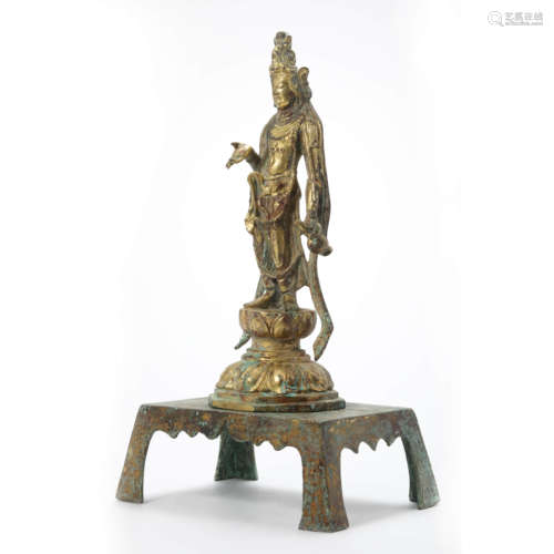 A Gilt Bronze Statue Of Avalokitesvara