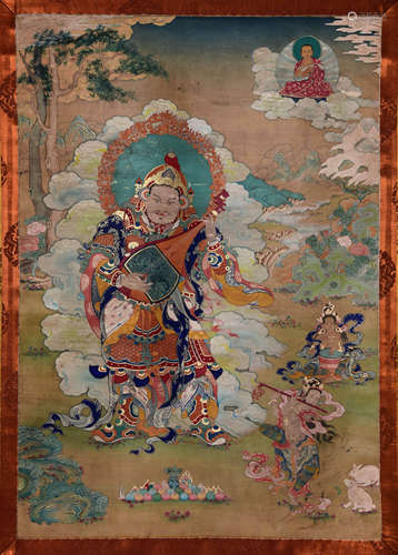 A Painted Thangka Of Dhatarattha