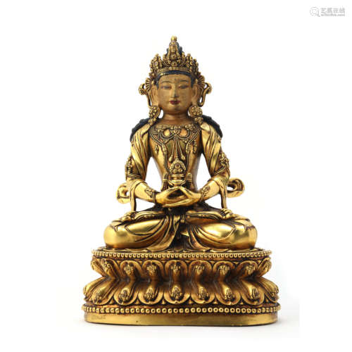 A Gilt Bronze Statue Of Amitayus