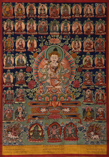 A Painted Thangka Of Padma Sambhava