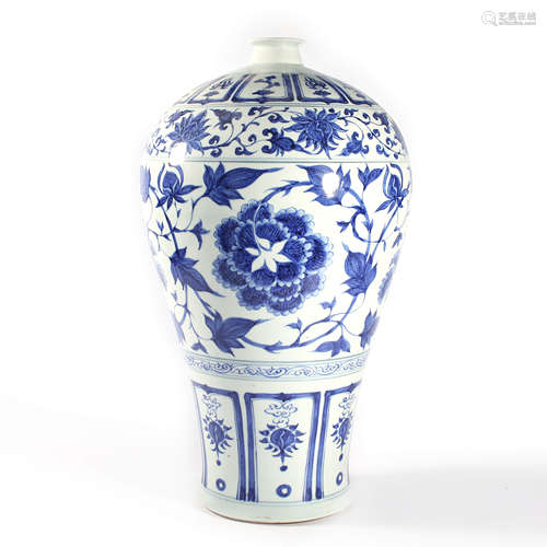 A Blue And White Flower Meiping Vase