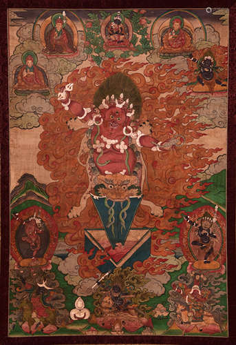 A Painted Thangka Of Padma Sambhava