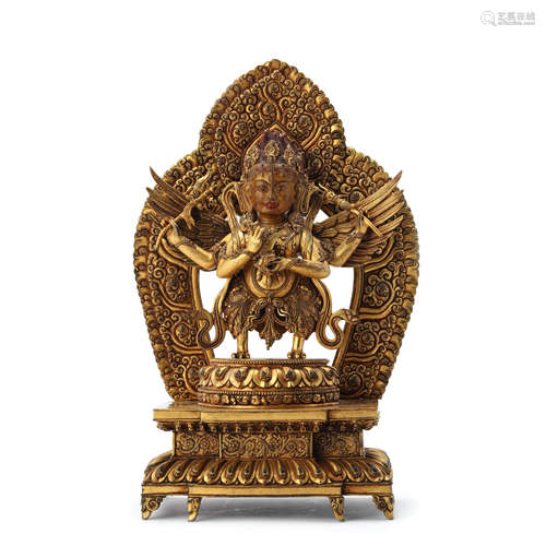 A Gilt Bronze Statue Of Garuda