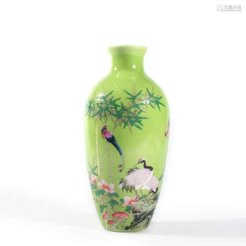 A Famille Rose Flowers And Birds Vase