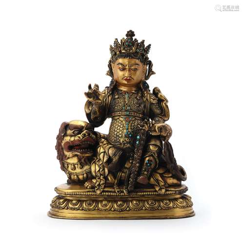 A Gilt Bronze Figure Of Manjushri