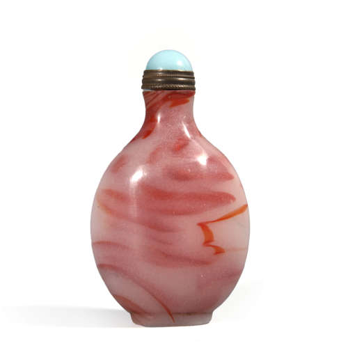 A Chinese Mottled Red Glass Snuff Bottle