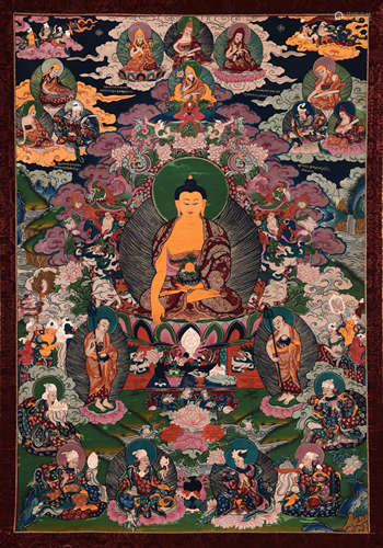 A Painted Thangka Of Shakyamuni