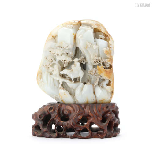 A Carved Hetian Jade Figure Ornament