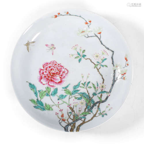 A Famille Rose Flower And Butterfly Dish