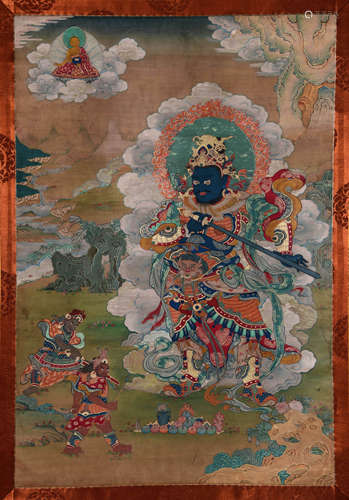 A Painted Thangka Of Southern Celestial Buddha