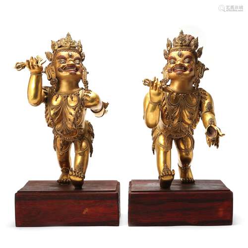 Two Gilt Bronze Figures Of Buddha